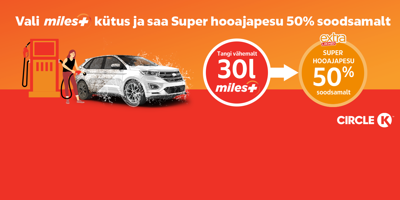 Vali miles+ kütus ja saa autopesu -50%